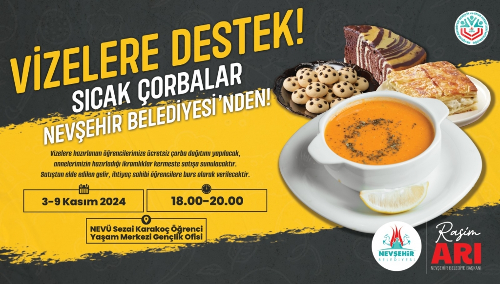 Nevşehir Belediyesi'nden Üniversite Öğrencilerine Vize Haftasında Sıcak Çorba İkram