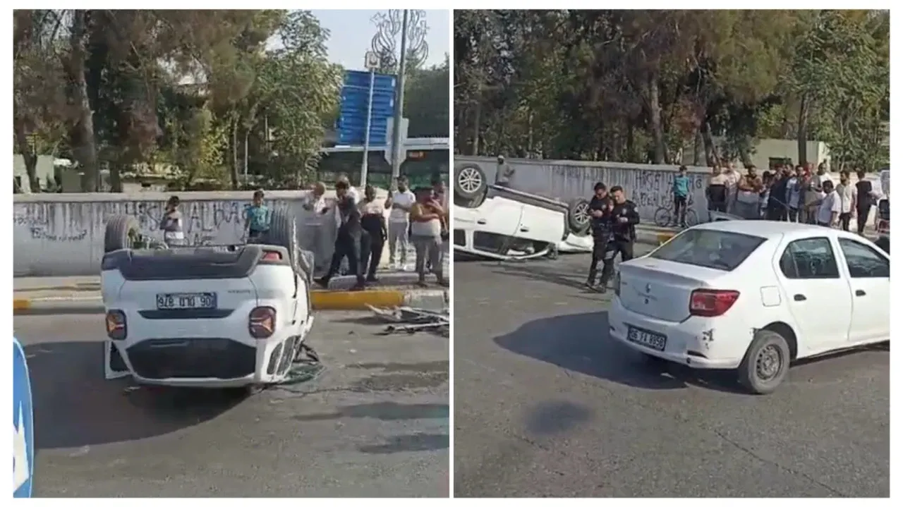 Eyyübiye’de Trafik Kazası: Otomobillerden Biri Takla Attı
