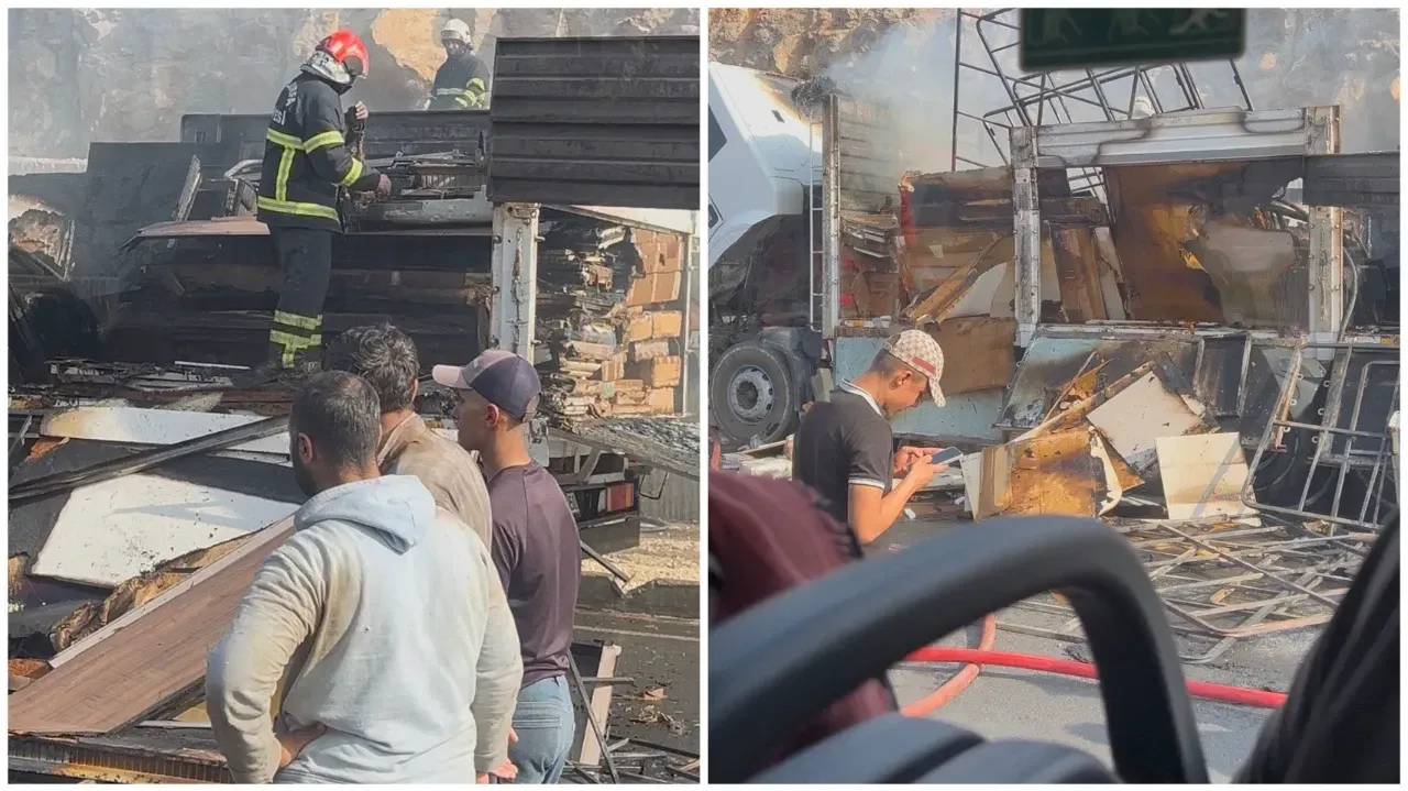 Şanlıurfa’da Seyir Halindeki Kamyon Alev Aldı: Trafik Yarım Saat Durdu