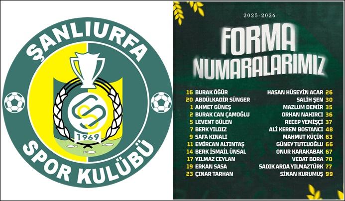Şanlıurfaspor’un 2025-2026 Sezonu Forma Numaraları Açıklandı