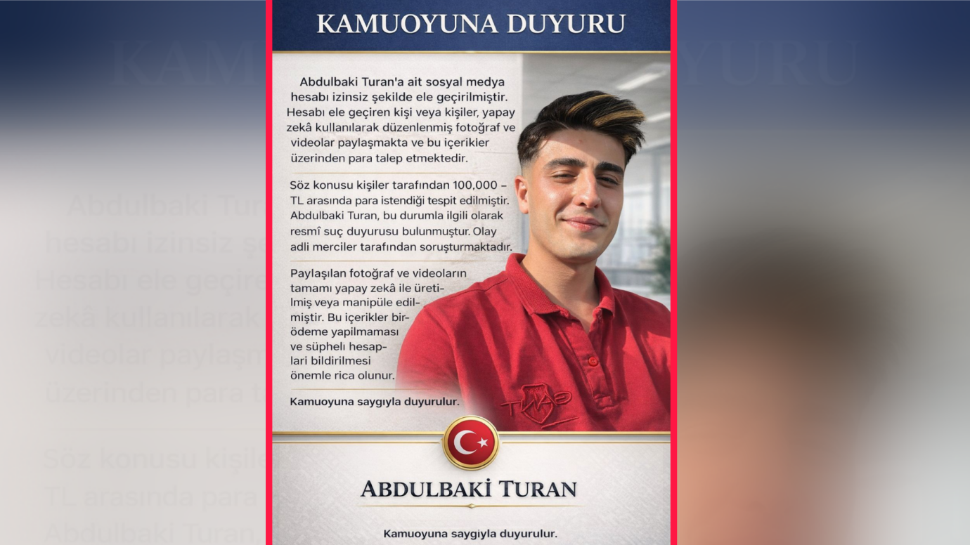 Abdulbaki Turan’dan Kamuoyuna Önemli Uyarı: Sosyal Medya Dolandırıcılığına Dikkat