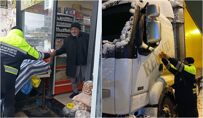 Hilvan Belediyesi’nden Kar Gecesinde Örnek Dayanışma