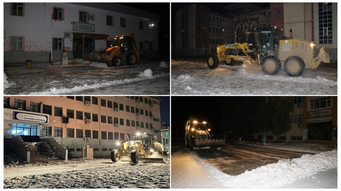 HALİLİYE’DE OKULLARDA KAR TEMİZLİĞİ İÇİN YOĞUN MESAİ