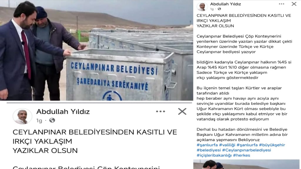 Ceylanpınar’da Çöp Konteyneri Olay Oldu: Dil Seçimi Tartışmaları Sürüyor