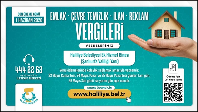 Haliliye Belediyesi’nden Vergi Ödemelerinde Resmi Tatil Düzenlemesi
