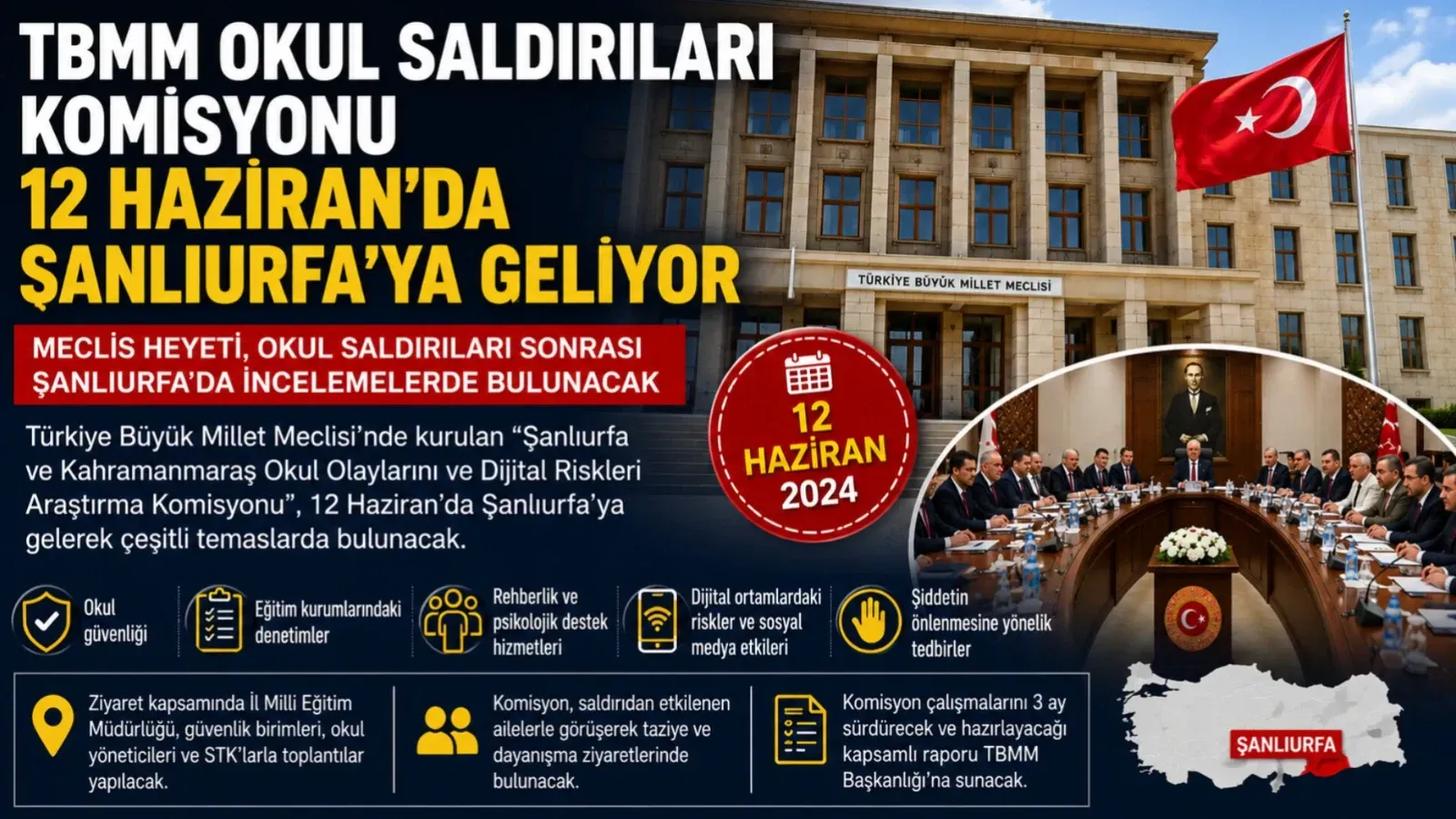 TBMM Okul Saldırıları Komisyonu 12 Haziran’da Şanlıurfa’ya Geliyor