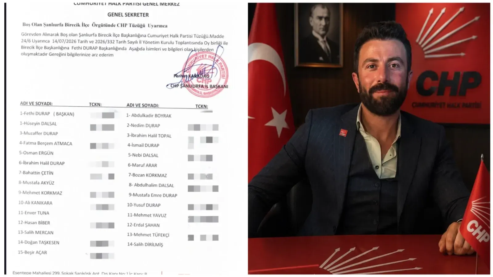 CHP Birecik İlçe Başkanlığına Fethi Durap Atandı