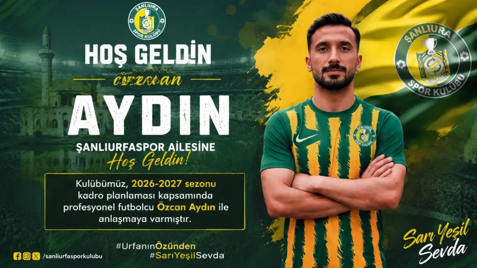 Şanlıurfaspor'dan Bir Transfer Daha! Özcan Aydın Sarı-Yeşilli Formayı Giyecek