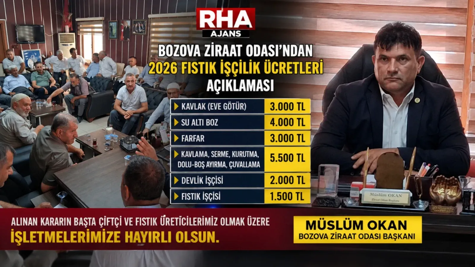 Bozova'da 2026 Fıstık İşçilik Ücretleri Belli Oldu!