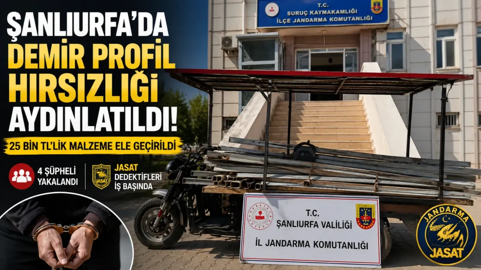 Suruç'ta Demir Profil Hırsızlığı Çözüldü: 4 Şüpheli Yakalandı
