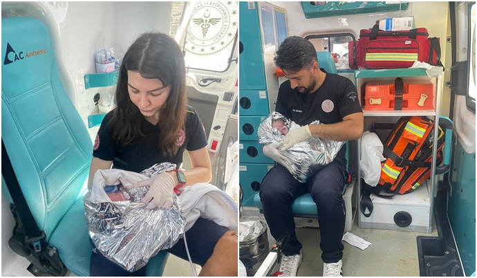Şanlıurfa’da 112 ekiplerinden araç içerisinde başarılı doğum müdahalesi