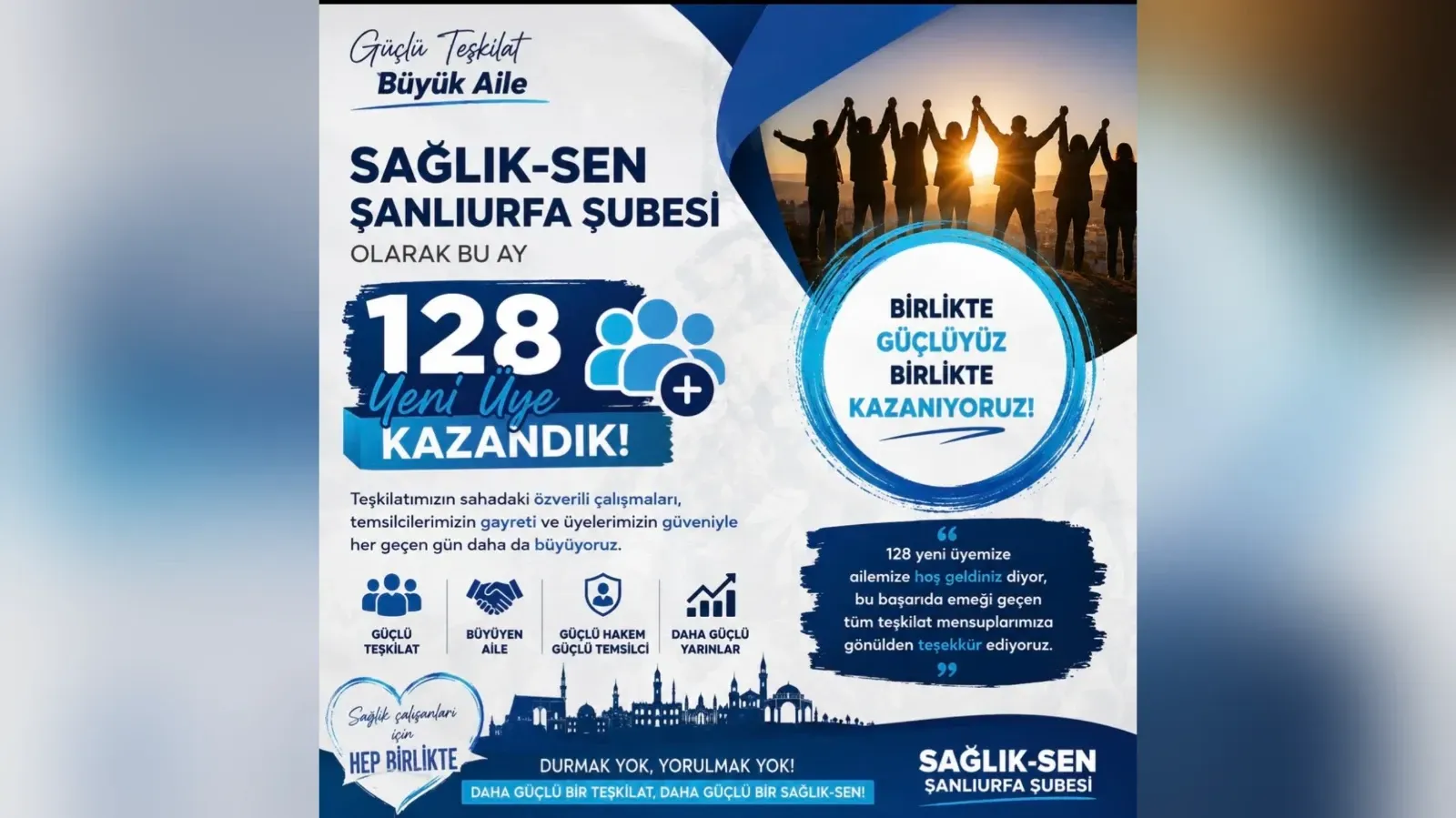 Sağlık-Sen Şanlıurfa’da 128 Kişilik Yeni Katılım: Abdulkadir Yabir’den Teşekkür Mesajı