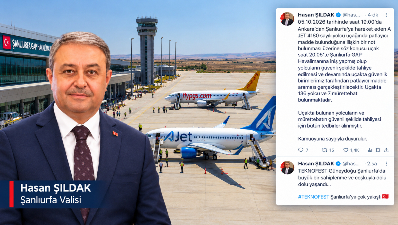 Ankara-Şanlıurfa seferini yapan uçakta patlayıcı madde notu bulundu