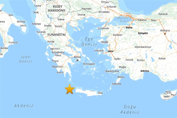 Akdeniz'de 4.5 büyüklüğünde deprem