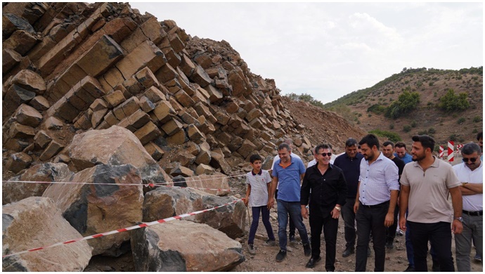 Başkan Bucak, bazalt sütunlarda incelemelerde bulundu