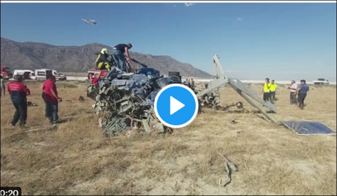 Denizli'de helikopter düştü