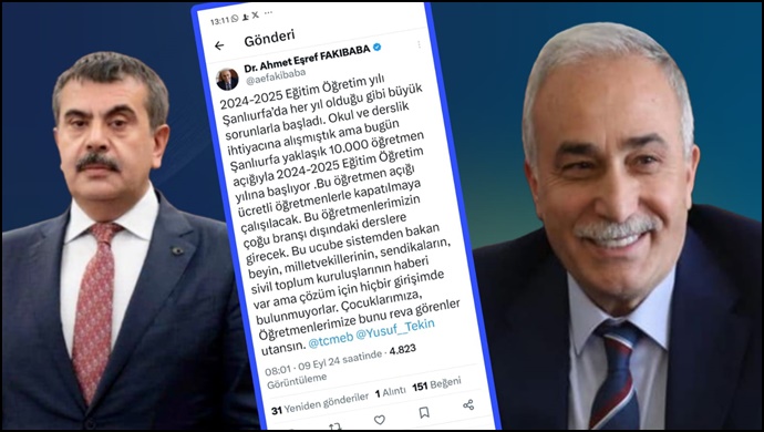 Fakıbaba'dan Şanlıurfa'daki Öğretmen açığına sert tepki
