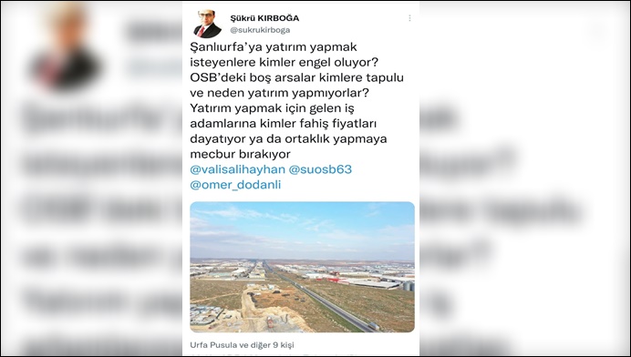 Gelecek Partili Kırboğa'dan Urfa'daki OSB ile ilgili bomba açıklamalar