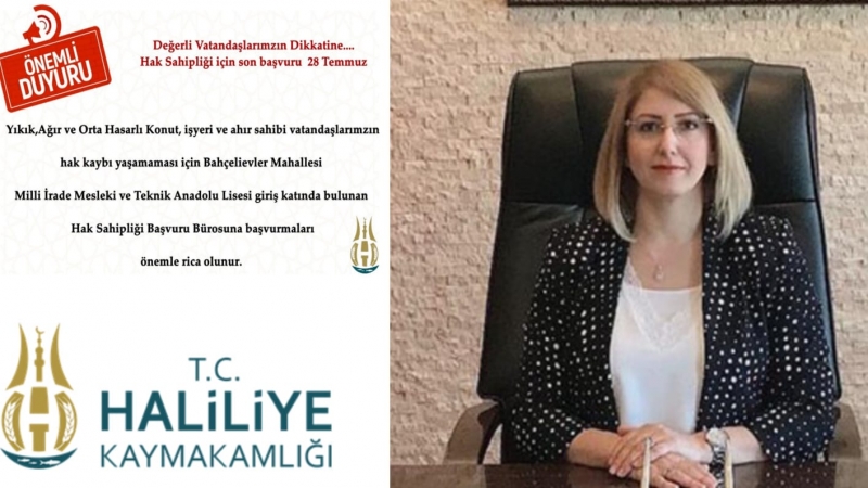 Haliliye Kaymakamlığından önemli duyuru