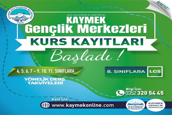 KAYMEK Gençlik Merkezleri kurs kayıtları sürüyor