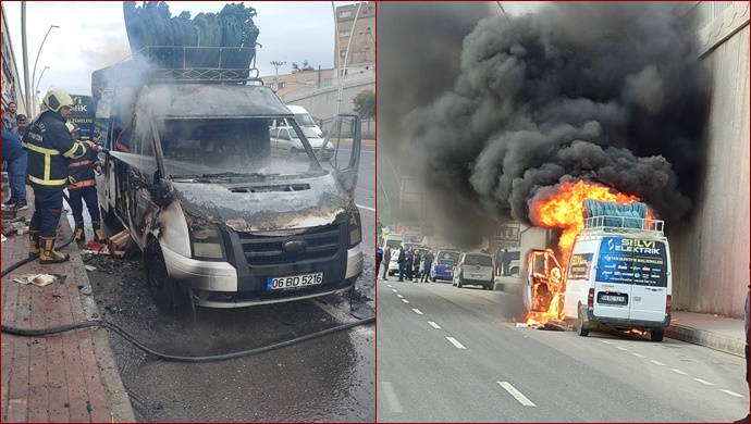 Şanlıurfa'da seyir halindeki araç yandı