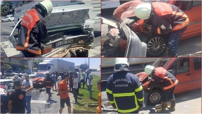 Şanlıurfa'da zincirleme trafik kazası: 2 yaralı