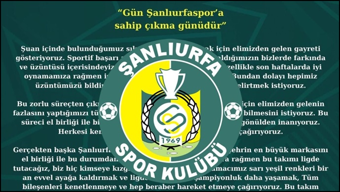 Şanlıurfaspor yönetiminden takıma destek çağrısı