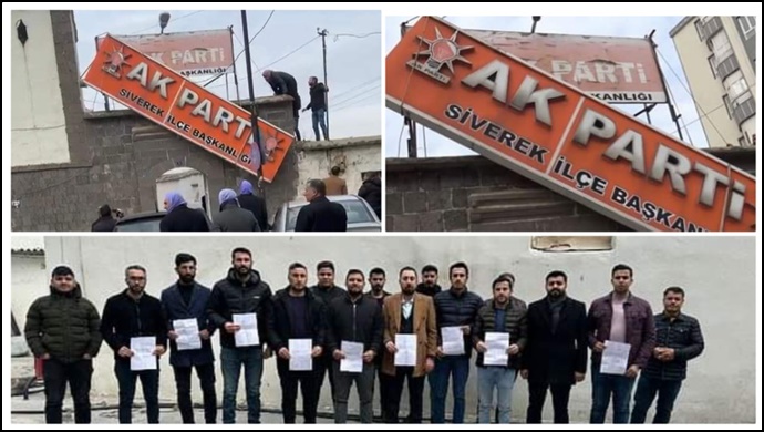 Siverek’te AK Parti tabelası indirildi istifalar başladı
