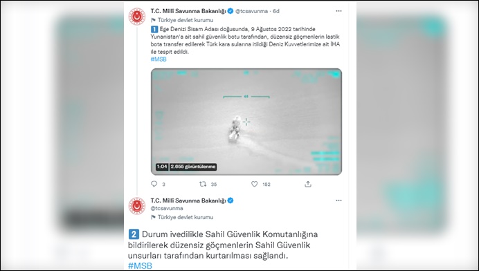 Yunanistan'ın göçmenleri Türk kara sularına ittiği anlar görüntülendi